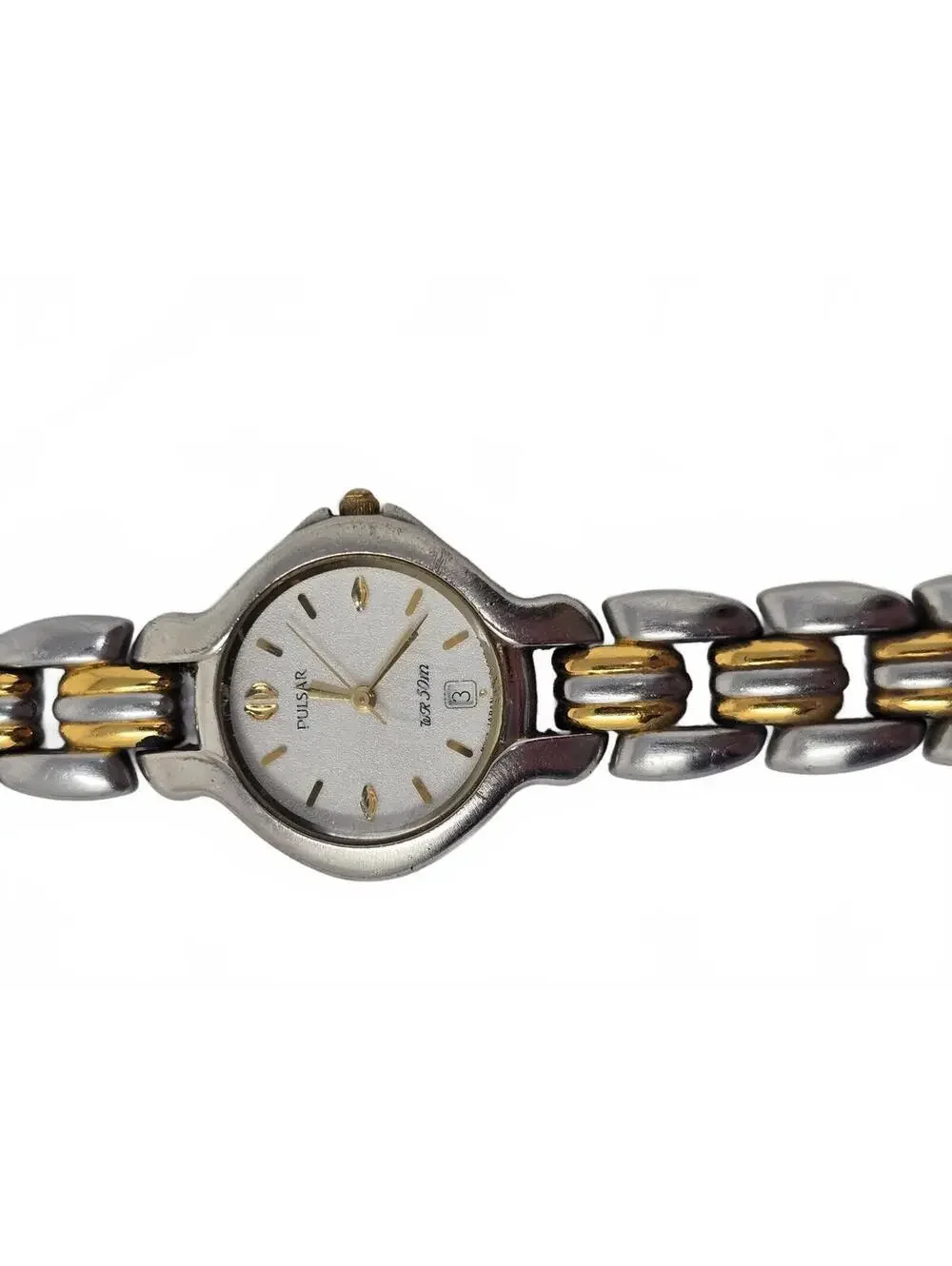 Vintage Pulsar Two-Tone Stainless Steel Women's Dress Watch with White Dial